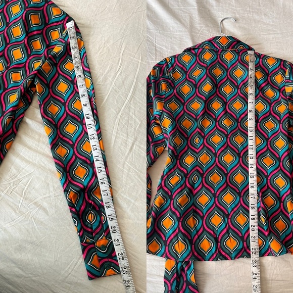 NWT Cupcakes and Cashmere Multicolour Geo Print Wrap Blouse XS - Picture 11 of 14